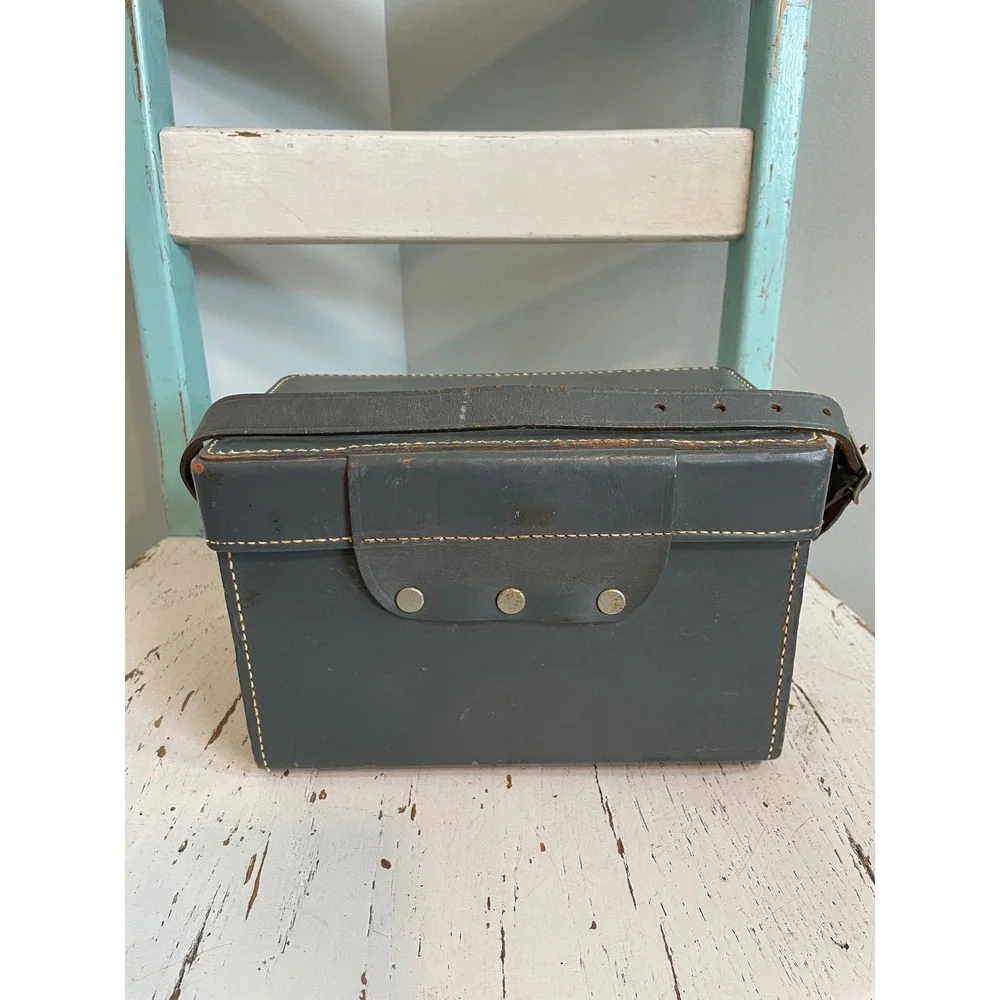 Vintage Keystone Camera Case Gray Hard Shell Carrying Bag with Strap 8